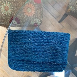 Bujibaha blue straw clutch in excellent like-new condition!